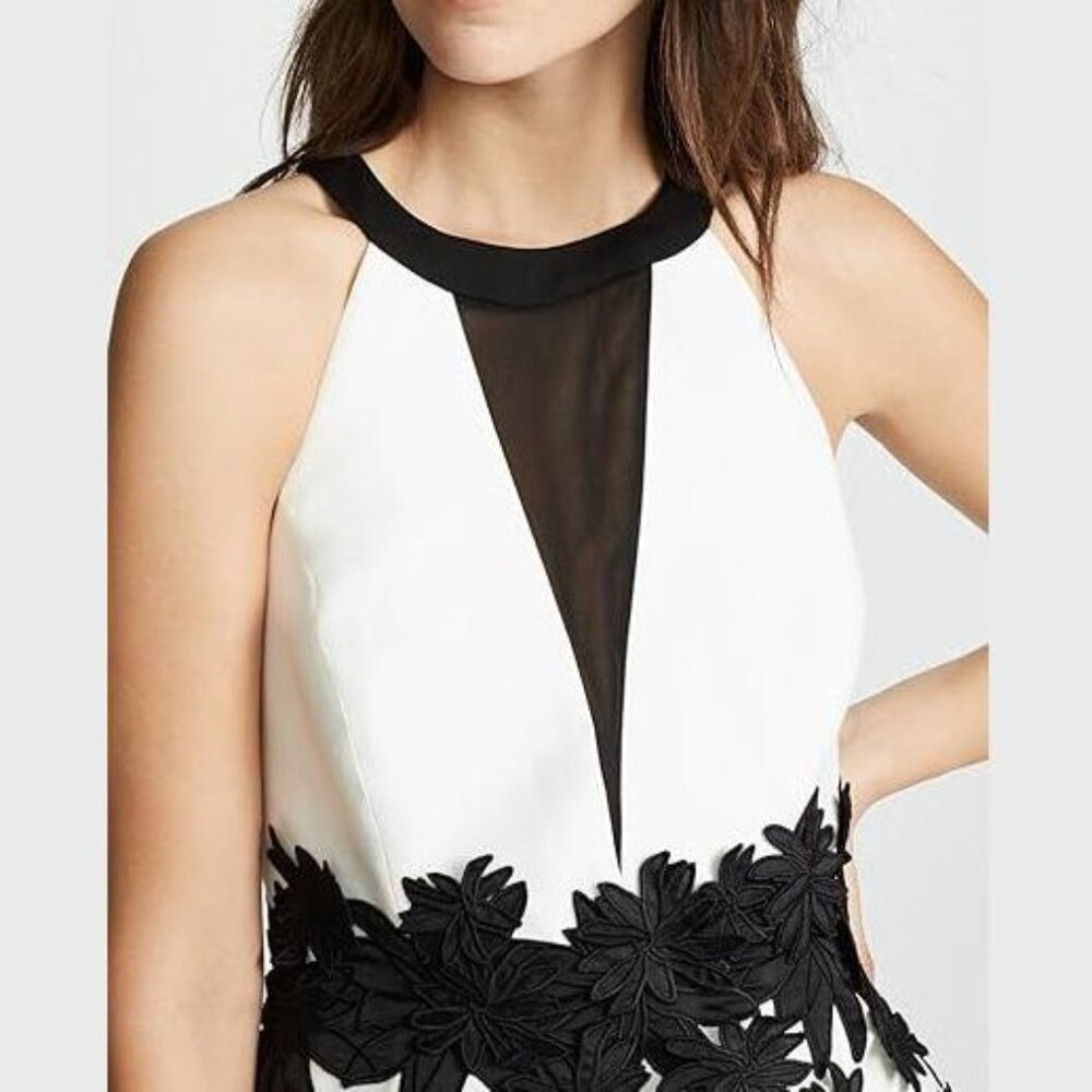 NEW HALSTON Heritage Women Silk Blend Floral Embroidered Round Neck Mini Dress - Picture 6 of 6
